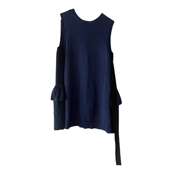 Miu Miu Mini Dress with Black Silk Ruffle Inserts - Picture 2 of 7